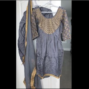 Grey Gray Patiala Salwar Punjabi Suit